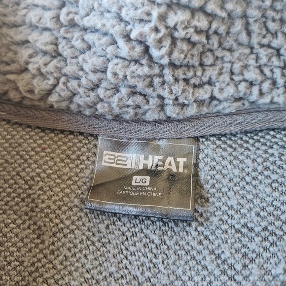 32 Degrees Cozy Gray Sherpa Fleece Pullover Jacket Sweater Half Button Down - Picture 4 of 9